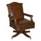 Cigar Brown Leather & Oak Captain's Armchair 1