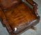 Cigar Brown Leather & Oak Captain's Armchair 7