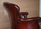 Antique Victorian Bordeaux Leather Chesterfield Armchair, 1860s, Image 16