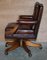 Cigar Brown Leather & Oak Captain's Chesterfield Armchair 20