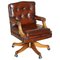 Cigar Brown Leather & Oak Captain's Chesterfield Armchair 1