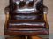 Cigar Brown Leather & Oak Captain's Chesterfield Armchair 13
