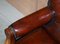 Cigar Brown Leather & Oak Captain's Chesterfield Armchair 10