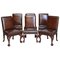 Brown Leather & Hardwood Claw & Ball Dining Chairs, Set of 6 1