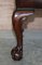 Brown Leather & Hardwood Claw & Ball Dining Chairs, Set of 6 12