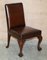 Brown Leather & Hardwood Claw & Ball Dining Chairs, Set of 6 17