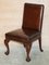 Brown Leather & Hardwood Claw & Ball Dining Chairs, Set of 6 4