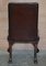 Brown Leather & Hardwood Claw & Ball Dining Chairs, Set of 6 16