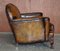 Victorian Walnut & Brown Leather Sofa with Claw & Ball Feet, 1880s, Image 17