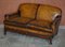 Victorian Walnut & Brown Leather Sofa with Claw & Ball Feet, 1880s 3