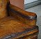 Victorian Walnut & Brown Leather Sofa with Claw & Ball Feet, 1880s 11