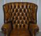 Vintage Chesterfield Porter's Wingback Armchair in Brown Leather 4