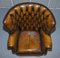 Vintage Chesterfield Porter's Wingback Armchair in Brown Leather 7