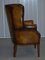 Vintage Chesterfield Porter's Wingback Armchair in Brown Leather 16