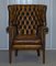 Vintage Chesterfield Porter's Wingback Armchair in Brown Leather, Image 2