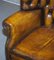 Butaca de orejas Chesterfield vintage de cuero marrón, Imagen 11