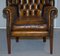 Vintage Chesterfield Porter's Wingback Armchair in Brown Leather 12