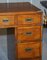 Vintage Distressed Burr Yew Wood Military Campaign Partner Desk 7