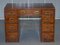 Vintage Distressed Burr Yew Wood Military Campaign Partner Desk, Image 2