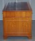 Vintage Burr Satinwood Kneehole Partner Desk with Oxblood Leather Top & Panelled Back 18