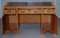 Vintage Burr Satinwood Kneehole Partner Desk with Oxblood Leather Top & Panelled Back, Image 14