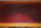 Scrivania Partner vintage in legno di radica con ripiano in pelle color rosso scuro, Immagine 11