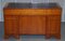 Vintage Partner-Schreibtisch aus Wurzelholz und Knieloch mit ochsenblutroter Lederplatte & getäfelter Rückseite 19