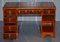Partner-Schreibtisch aus Wurzel-Eiben-Holz mit Doppelsockel und geteilter Lederplatte 17