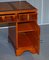 Burr Yew Wood Twin Pedestal Partner Desk with Split Panelled Leather Top 18