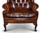 Victorian Brown Leather Chesterfield Sofa, Armchairs & Stool Suite, Set of 6 16