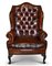 Victorian Brown Leather Chesterfield Sofa, Armchairs & Stool Suite, Set of 6 13