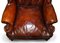 Victorian Brown Leather Chesterfield Sofa, Armchairs & Stool Suite, Set of 6 15