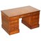 Partner-Schreibtisch aus Eibe & Wurzelholz mit Partner-Verzierung und kompletter verzierter Holzplatte 1