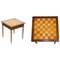 Tavolo da gioco vintage in legno di noce intarsiato con scacchiera e cassetto, Immagine 1
