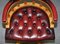 Vintage Fully Buttoned Oxblood Leather Chesterfield Captain's Chair, Image 7