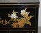 Mueble de TV chinoiserie vintage de pintura lacada en negro con pájaro y flores, Imagen 11