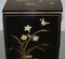 Vintage Chinese Chinoiserie TV Media Stand in Black Lacquered Paint with Bird & Flowers 16