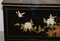 Mueble de TV chinoiserie vintage de pintura lacada en negro con pájaro y flores, Imagen 12