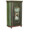Swedish Hand-Painted Green Hall or Pot Cupboard Wardrobe with Musical Deco, 1800s, Image 1