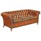 Vintage Oxblood Bordeaux Leather Chesterfield Club Sofa on Turned Legs, Image 1