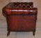 Vintage Oxblood Bordeaux Leather Chesterfield Club Sofa on Turned Legs 13