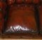 Vintage Oxblood Bordeaux Leather Chesterfield Club Sofa on Turned Legs, Image 6