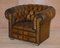 Art Deco Hand Dyed Brown Leather & Fully Buttoned Chesterfield Club Armchair, Image 3