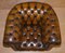 Art Deco Hand Dyed Brown Leather & Fully Buttoned Chesterfield Club Armchair, Image 8