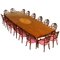 Tavolo da pranzo grande in legno di noce massiccio e poltrone Hepplewhite di Sheraton Revival, set di 17, Immagine 1