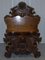 Antique Italian Renaissance Revival Carved Walnut Hall Bench Seat with Cherubs Putti 19