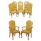Art Deco Denby & Spinks Esszimmerstühle aus handgeschnitztem Nussholz & Leder, 8er Set 1