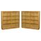Matching English Oak Library Study Bookcases with Glazed Doors, Set of 2 1