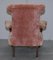 Victorian Boudoir Armchairs with Salmon Pink Velour Upholstery, Set of 2, Image 11