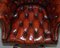 Hardwood & Brown Leather Chesterfield Captain's Directors Armchair, Image 5